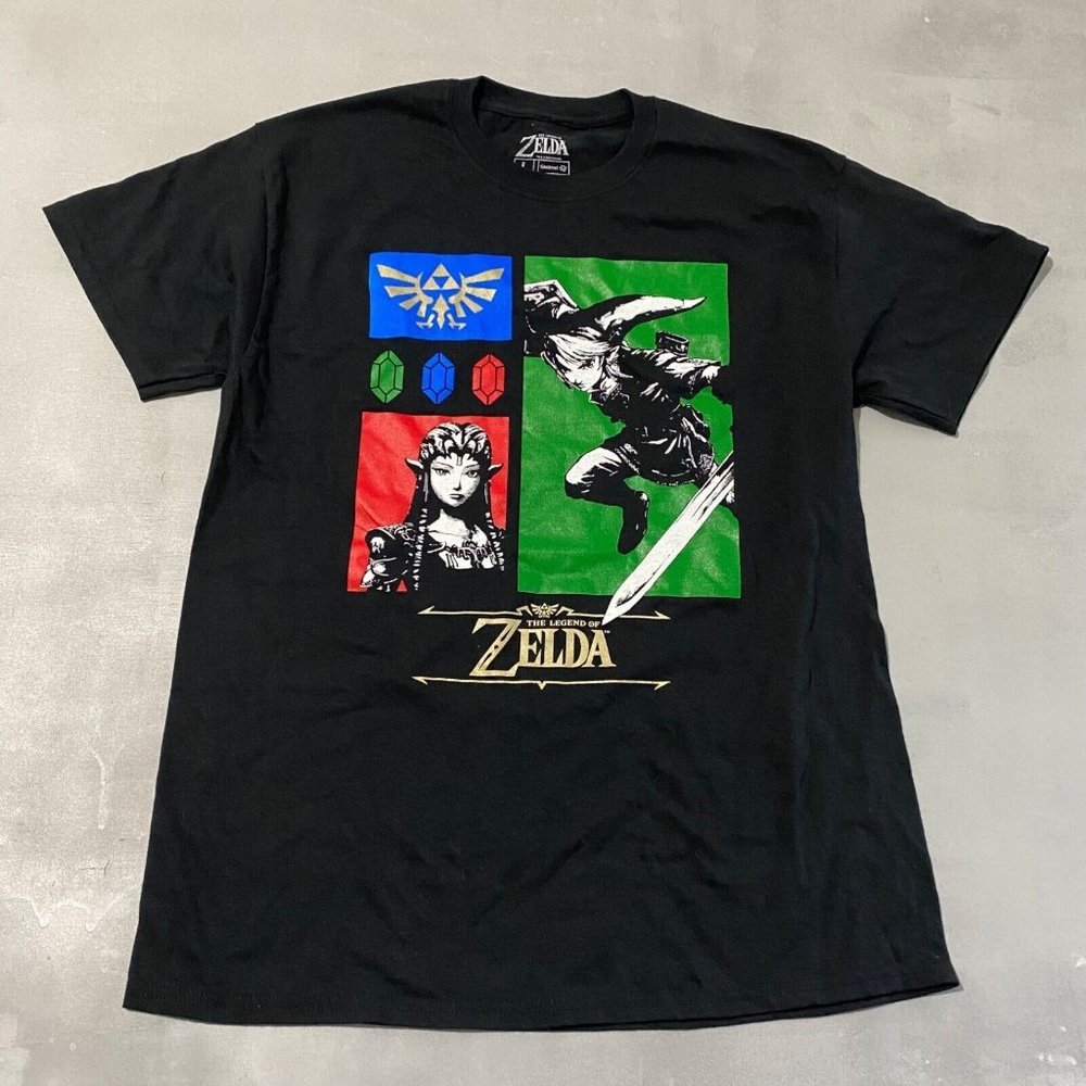 Zelda Shirt Mens Size Large black Cartoon video game‎ graphic